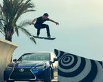 Guy jumps over a lexus on their new hoverboard at a custom built hoverpark